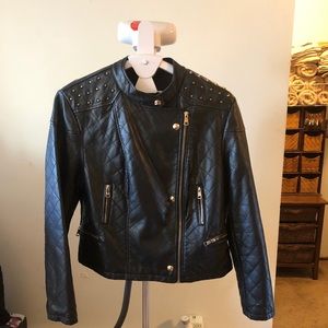 Studded Faux Leather Jacket - size XL